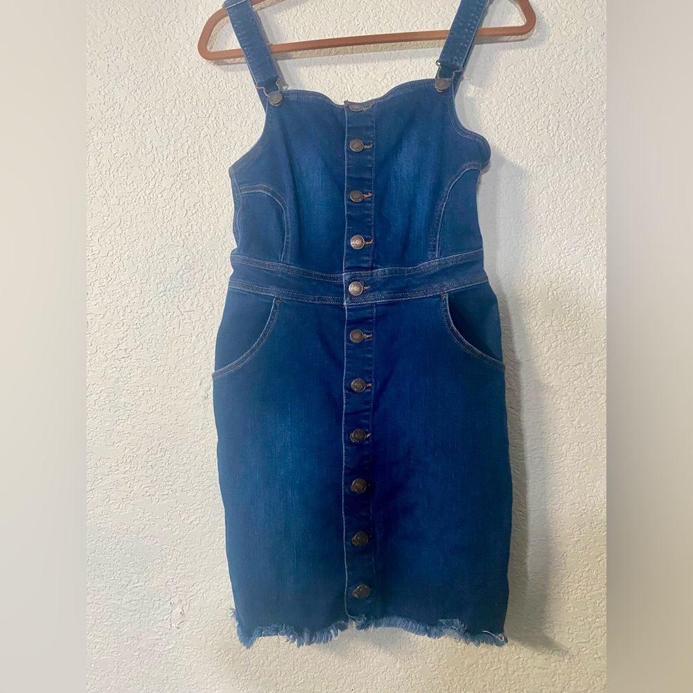 Wax Jean Classic Blue Denim 90’s style mini dress - Picture 2 of 6